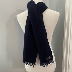 Harrods Classic Navy Men's Scarf Fringe Scotland Cashmere Wool Blend.